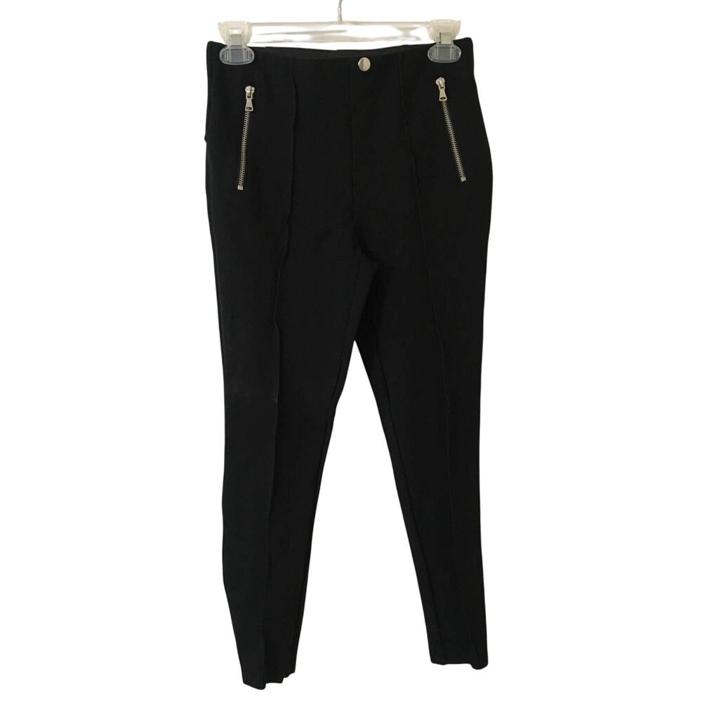 Romeo & Juliet Couture Sz Small Black Pull On Leggings Attractive Silver Zipper